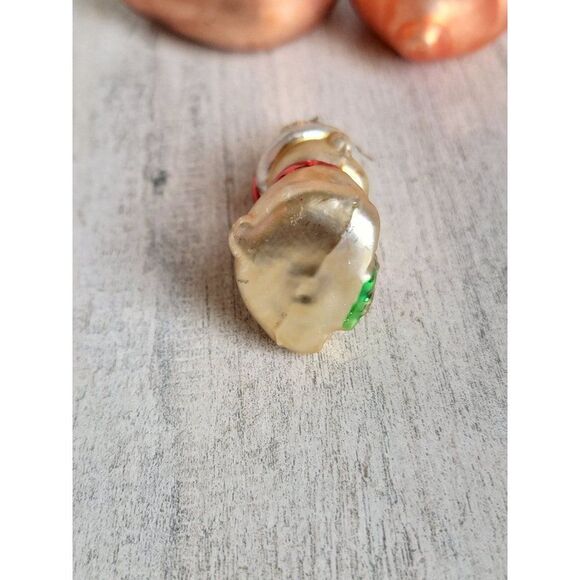 Teddy bear blown glass ornament Xmas set present drum - Picture 7 of 8